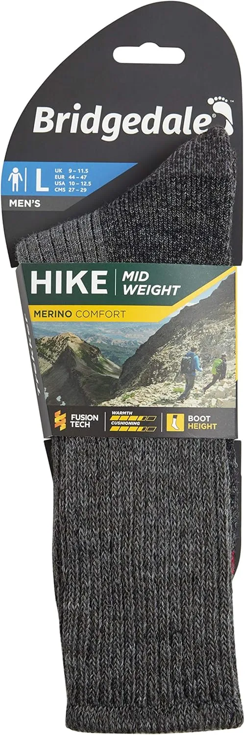 Bridgedale Men's Hike Midweight Boot Height-Merino Comfort Socks