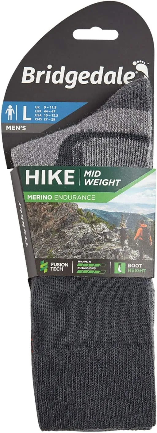 Bridgedale Men's Hike Midweight Boot Height-Merino Endurance Socks