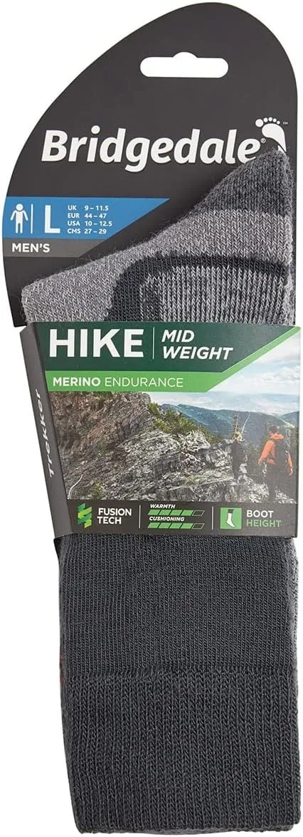 Bridgedale Men's Hike Midweight Boot Height-Merino Endurance Socks