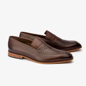 Brown Brogue detail Penny Loafer