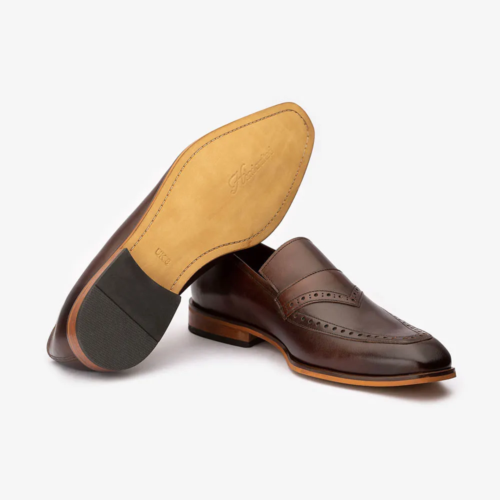Brown Brogue detail Penny Loafer