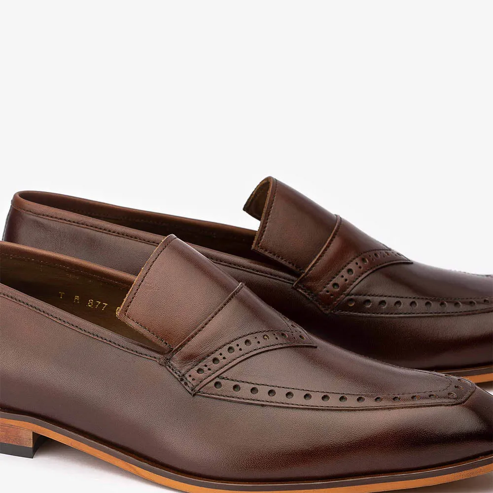 Brown Brogue detail Penny Loafer