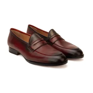 Burgundy Patina Belgian Penny Loafer