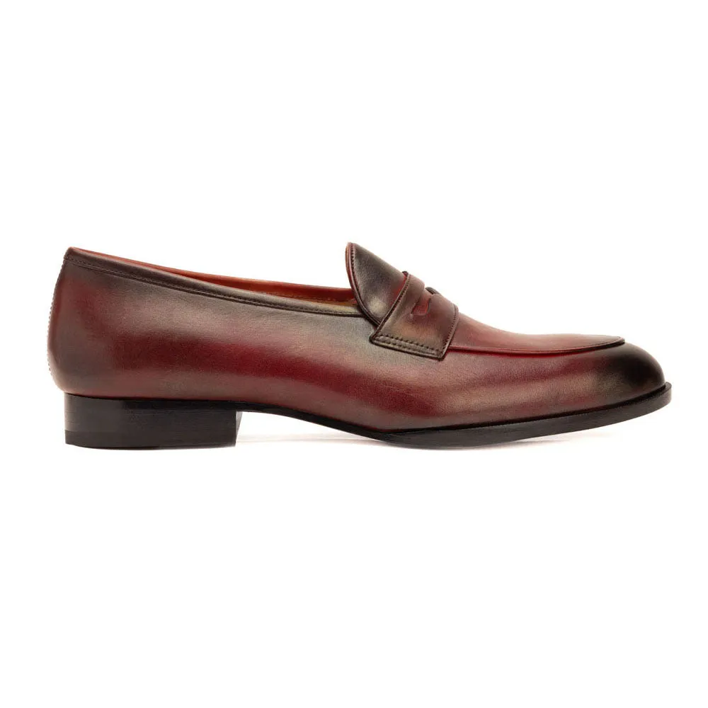 Burgundy Patina Belgian Penny Loafer