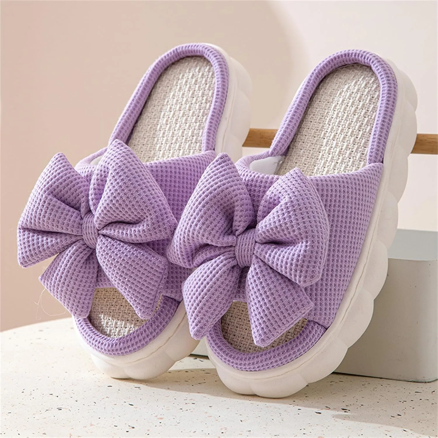 Butterfly cotton and linen slippers Home slippers Men's and women's seasonal slippers Cotton and linen slippers