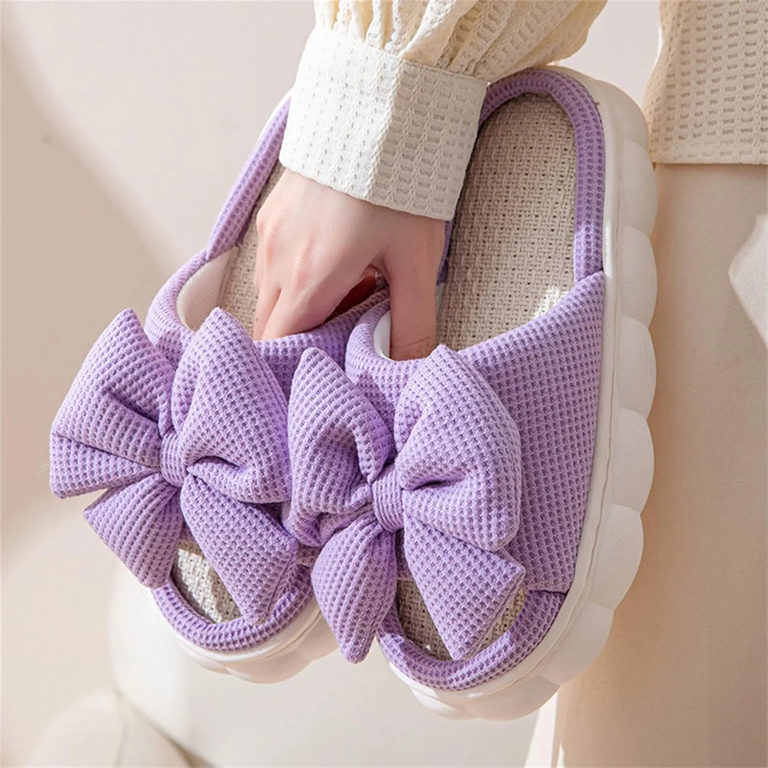 Butterfly cotton and linen slippers Home slippers Men's and women's seasonal slippers Cotton and linen slippers