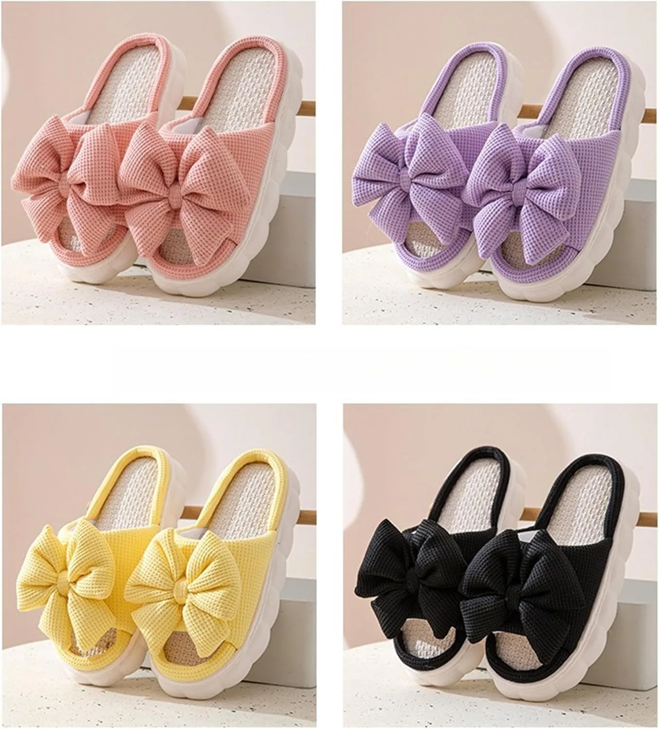 Butterfly cotton and linen slippers Home slippers Men's and women's seasonal slippers Cotton and linen slippers