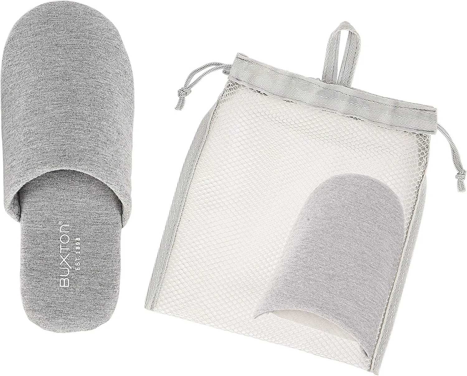 BUXTON Cozy Lightweight and Memory foam Indoor Slippers for Womens and Mens(unisex), Foldable Slippers with Mesh bag-For Home,Travel,Spa and Hotel