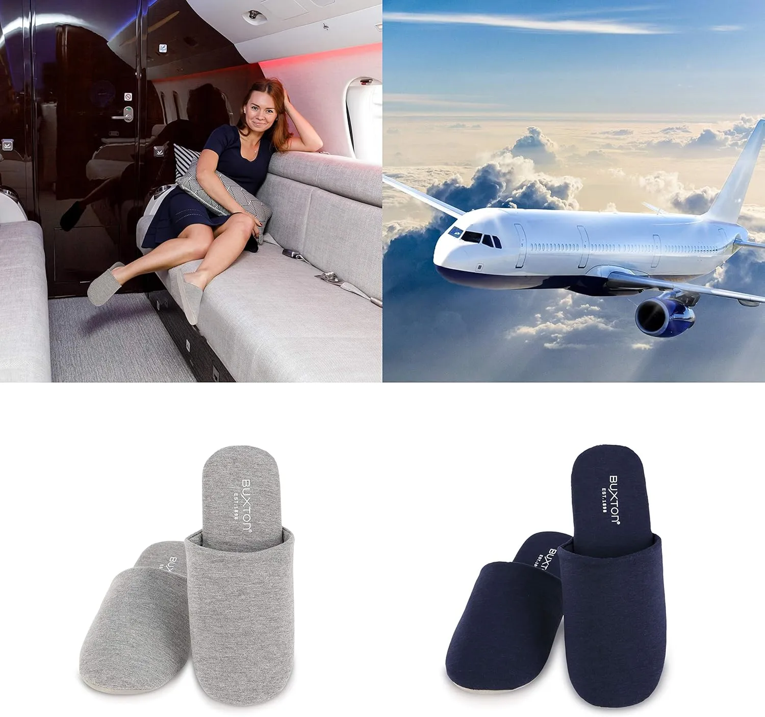 BUXTON Cozy Lightweight and Memory foam Indoor Slippers for Womens and Mens(unisex), Foldable Slippers with Mesh bag-For Home,Travel,Spa and Hotel