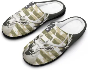 Camouflage Flag Deer Hunting Women's Slipper Non Slip Comfortable Winter Warm Home House Shoes