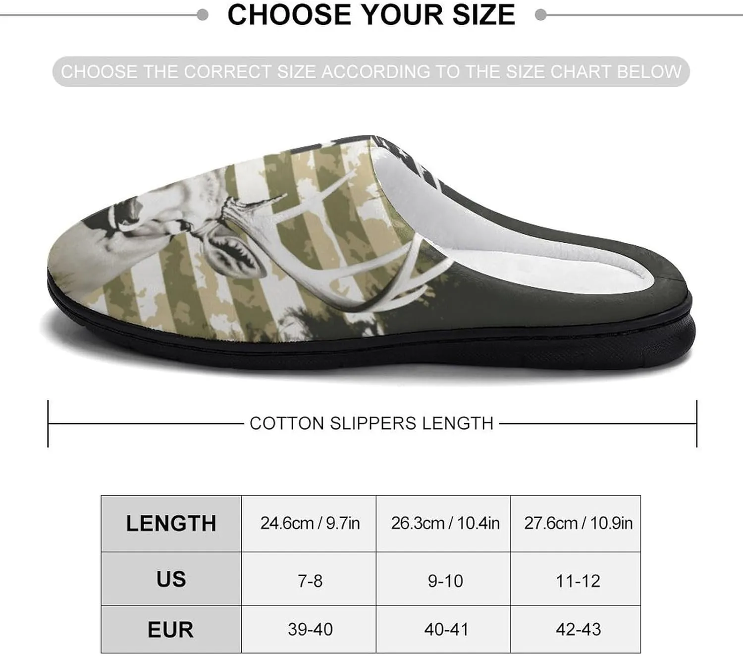 Camouflage Flag Deer Hunting Women's Slipper Non Slip Comfortable Winter Warm Home House Shoes