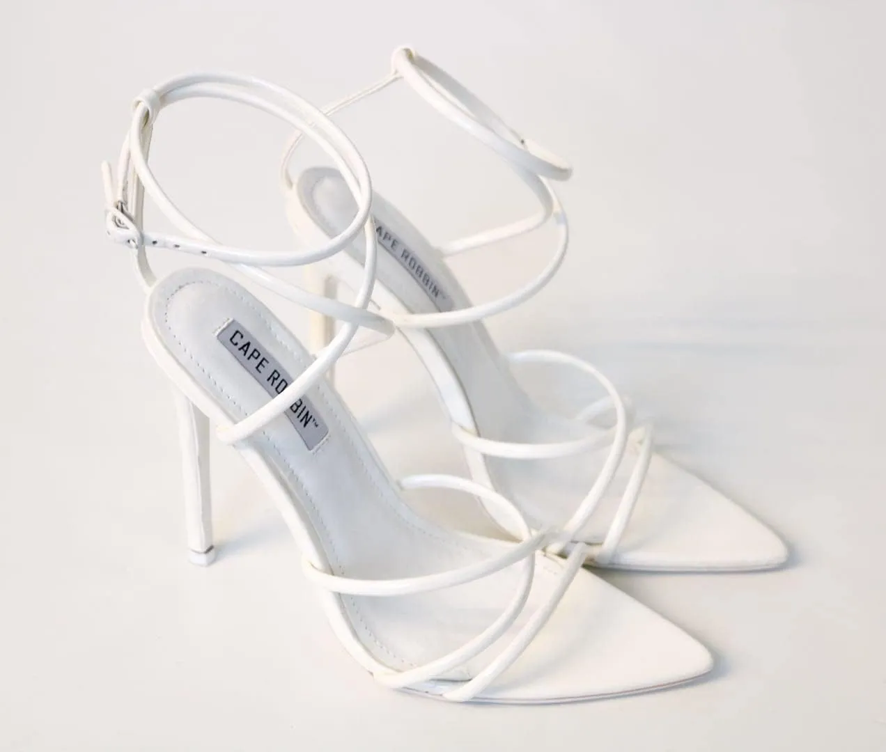 Cape Robbin Ada Strappy Pointy Open Toe Ankle Strap Stiletto Heel Sandals Black