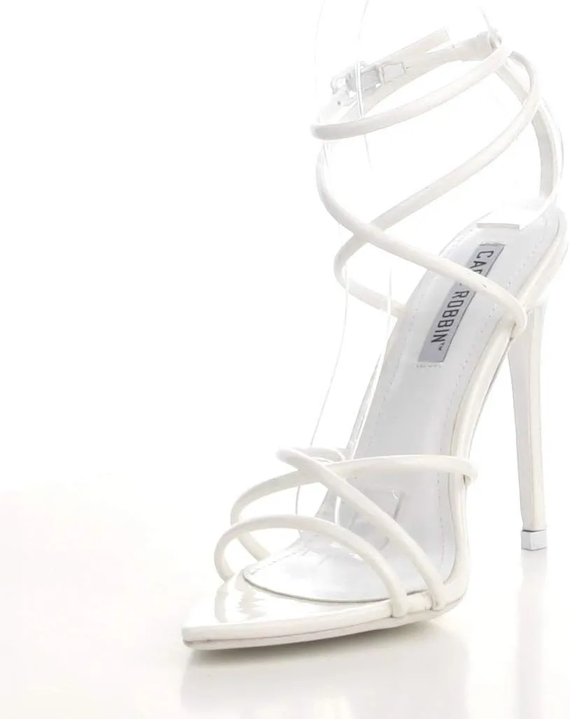 Cape Robbin Ada Strappy Pointy Open Toe Ankle Strap Stiletto Heel Sandals Black