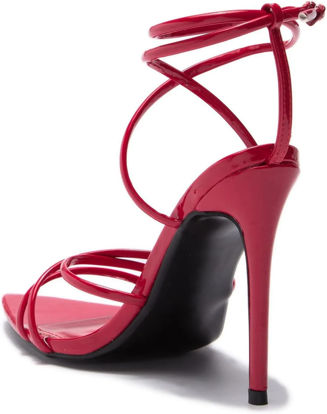 Cape Robbin Ada Strappy Pointy Open Toe Ankle Strap Stiletto Heel Sandals Black