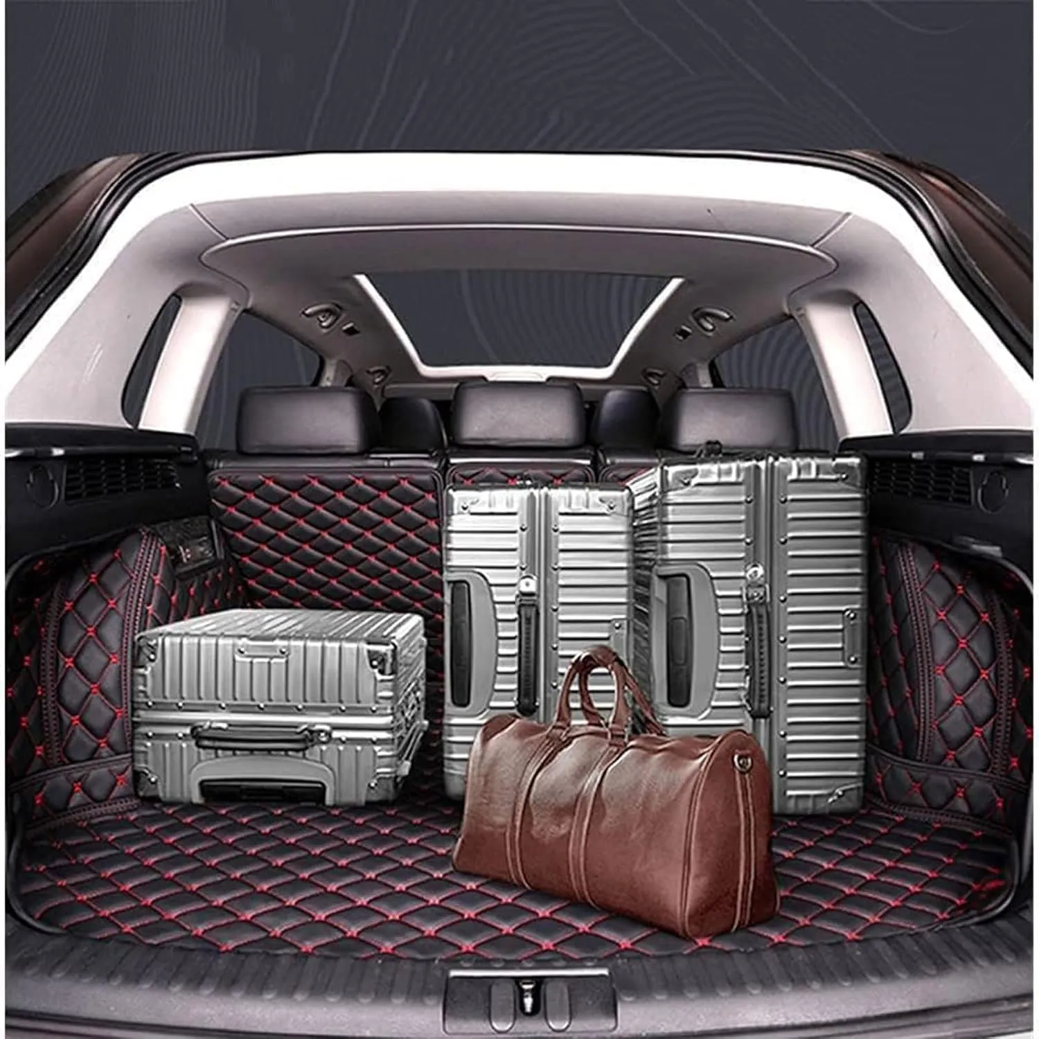Car Full Coverage Cargo Liners for Nissan X-Trail III (T32) 2014-2018 2019 2020 2021 5-seat, Leather Boot Mats Waterproof Anti-Scratch Car Boot Protector Accessories,Black