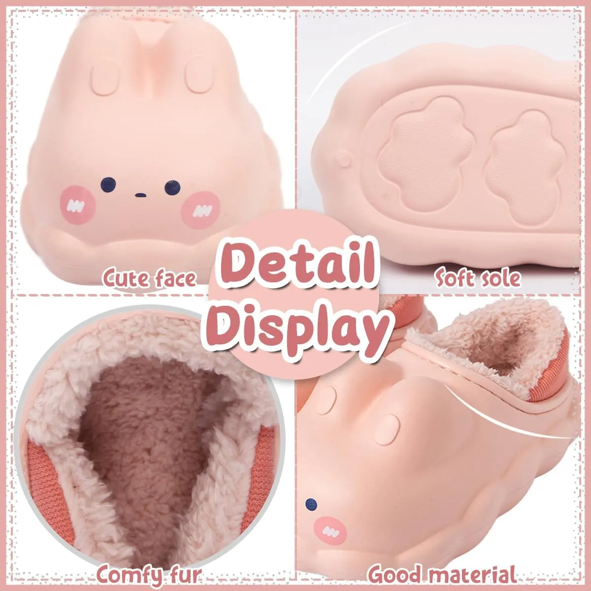 Caramella Bubble Women Cute Bunny Animal Slippers Memory Foam Cotton Rabbit House Shoes for Adults Indoor Outdoor