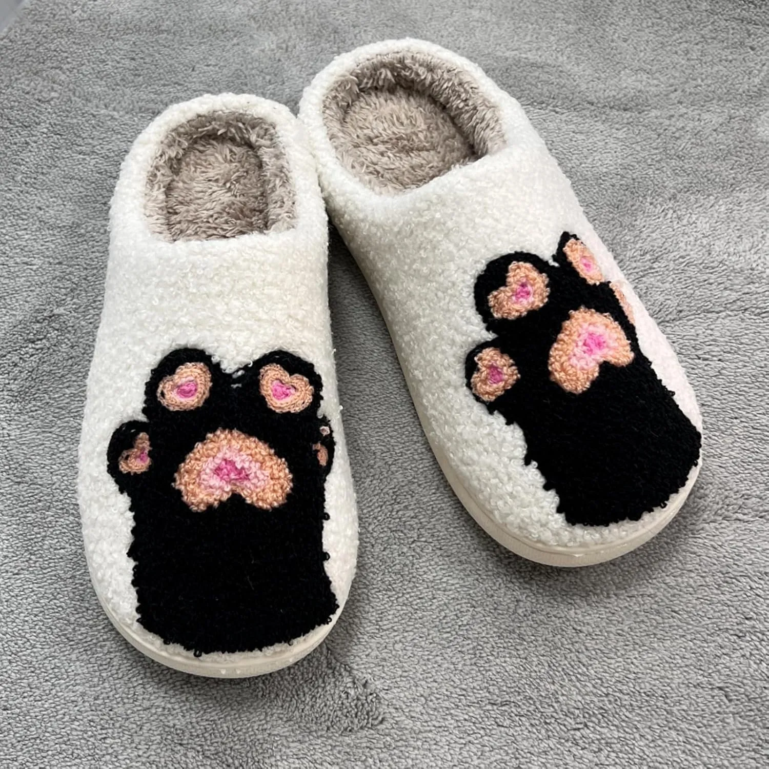 Cartoon Slippers for Womens Mens Cute Cozy Plush Warm Slip-on House Shoes for Indoor and Outdoor Meet Me at Midnight Strawberry Mushroom Evil Eyes Love Heart Slippers