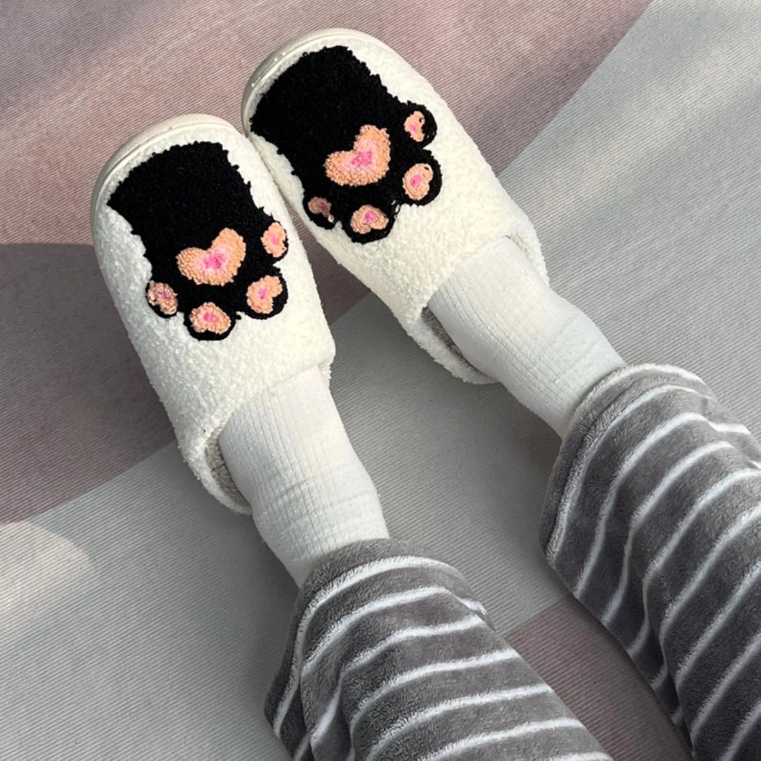 Cartoon Slippers for Womens Mens Cute Cozy Plush Warm Slip-on House Shoes for Indoor and Outdoor Meet Me at Midnight Strawberry Mushroom Evil Eyes Love Heart Slippers