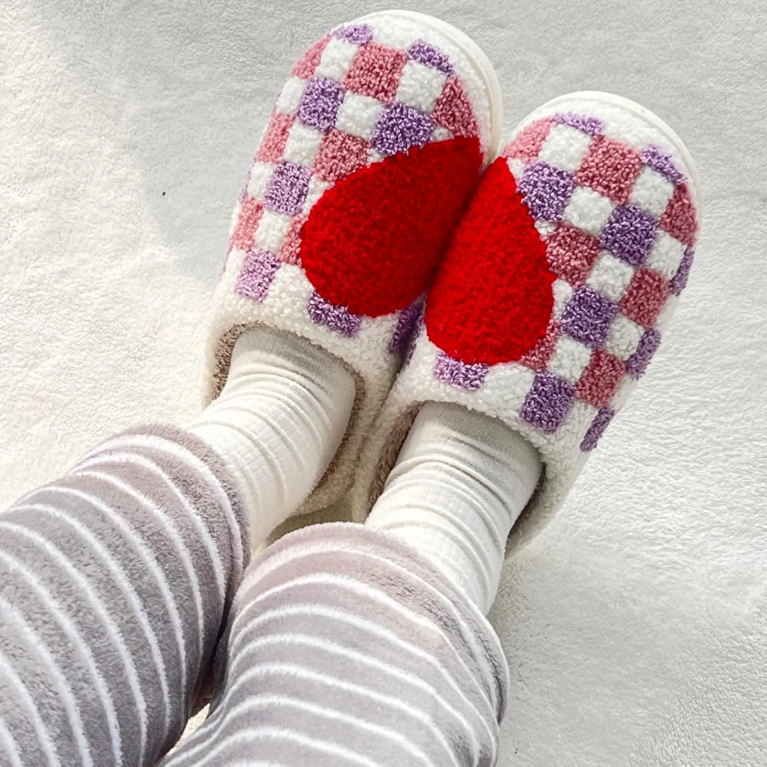 Cartoon Slippers for Womens Mens Cute Cozy Plush Warm Slip-on House Shoes for Indoor and Outdoor Meet Me at Midnight Strawberry Mushroom Evil Eyes Love Heart Slippers