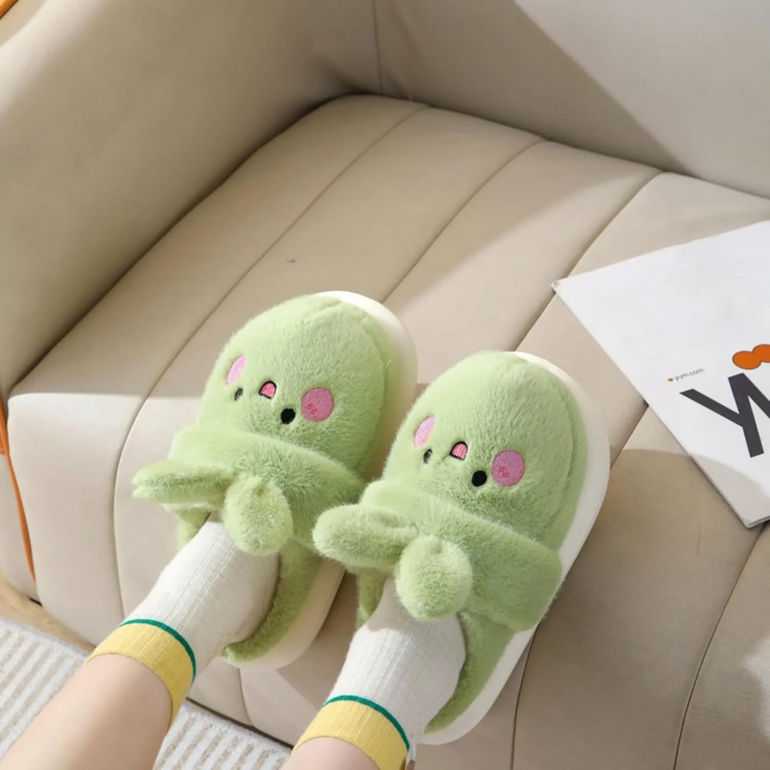 Cartoon Women's Rabbit Slippers - Winter Cute Cotton Warm Home Shoes - Comfortable and Fluffy Animal Slippers