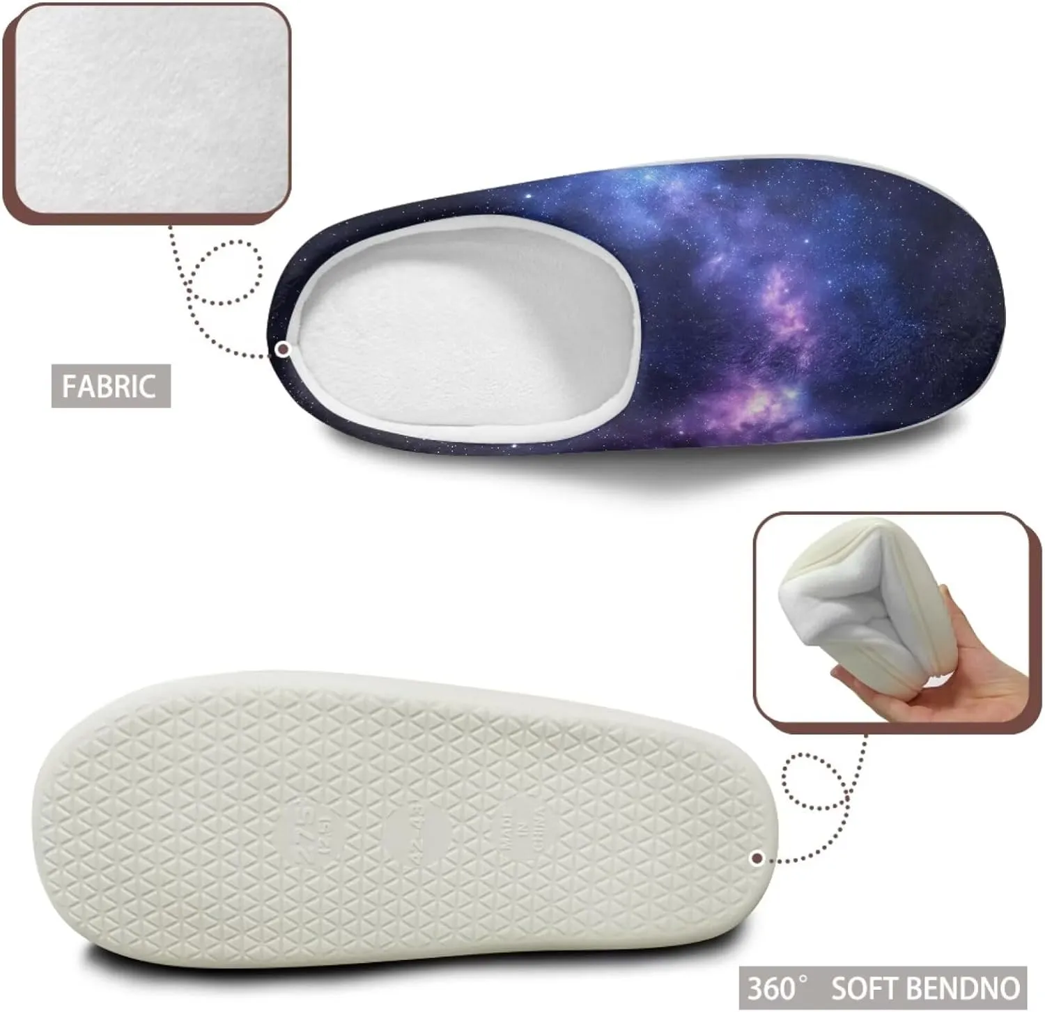 chaqlin House Slipper Universe Fuzzy Sandals for Men Women Furry Bedroom Anti Skid Thick Sole Slippers Casual Outdoor Shoes