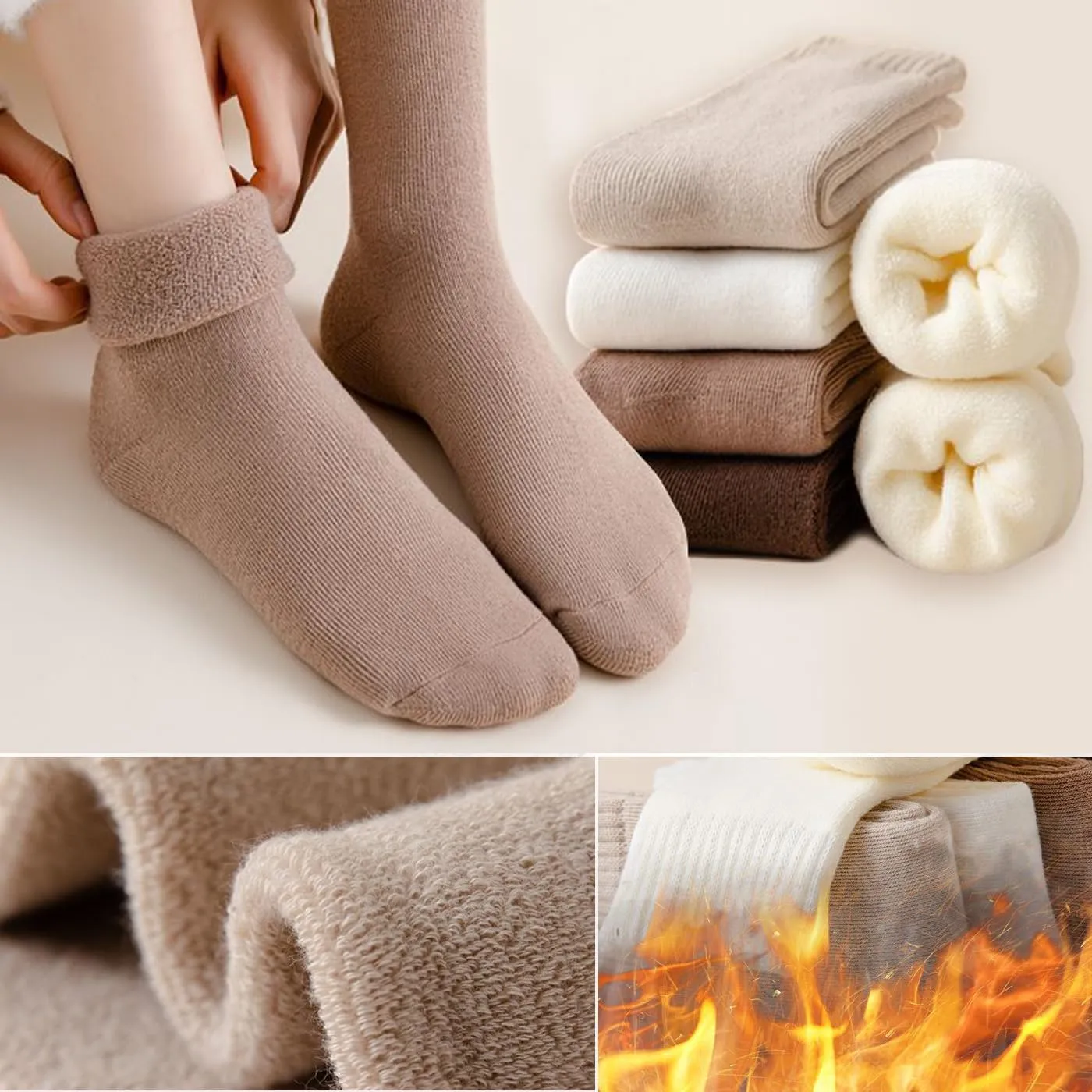 CHUNFO Warm Women Ankle Winter Thermal Boot Socks Cute Christmas Cotton Slipper Crew Sock 6 Pairs