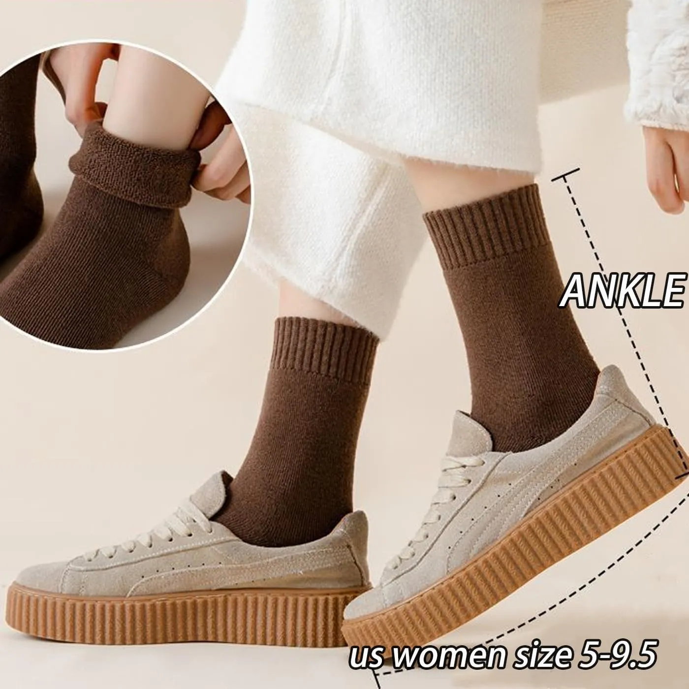 CHUNFO Warm Women Ankle Winter Thermal Boot Socks Cute Christmas Cotton Slipper Crew Sock 6 Pairs