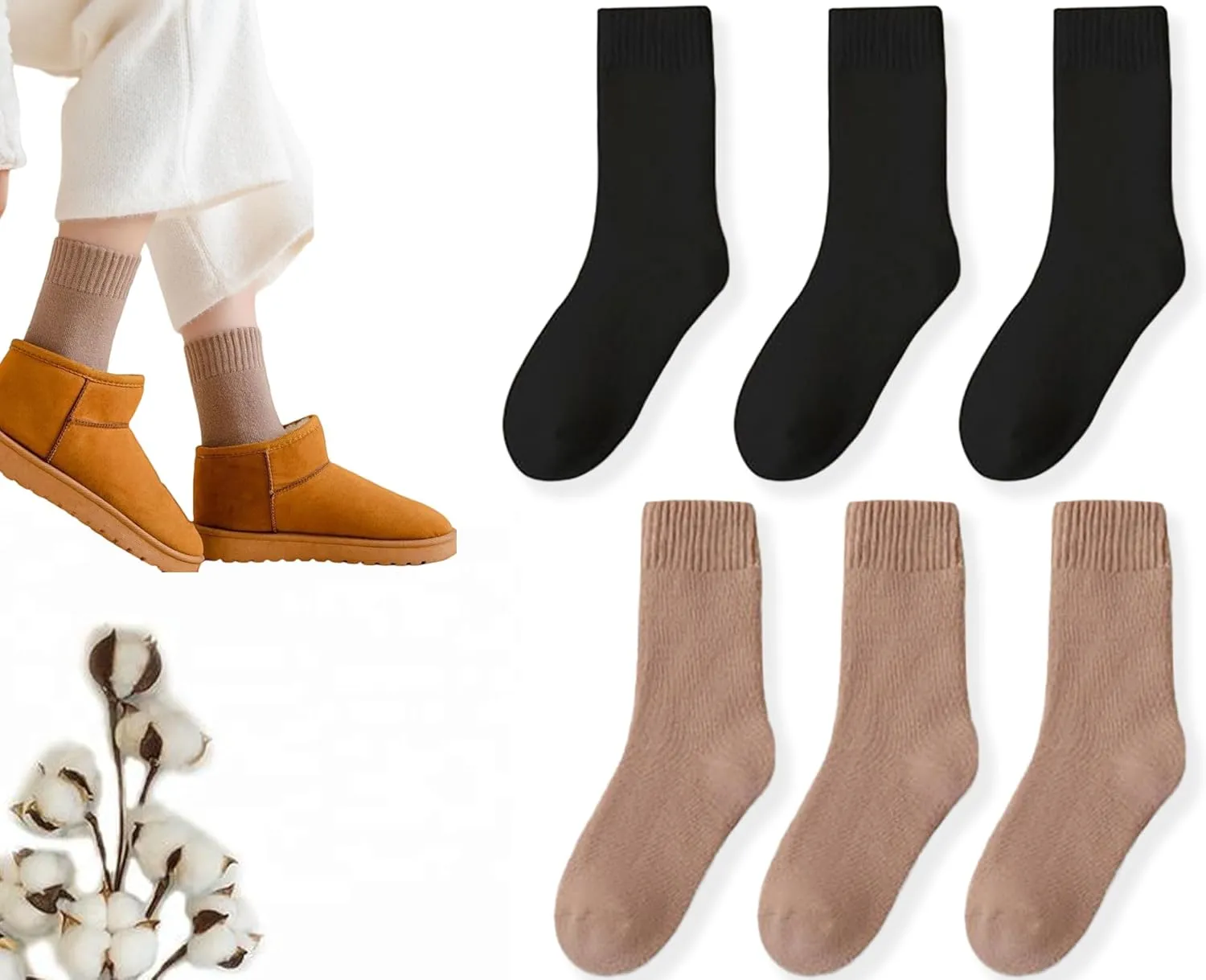CHUNFO Warm Women Ankle Winter Thermal Boot Socks Cute Christmas Cotton Slipper Crew Sock 6 Pairs