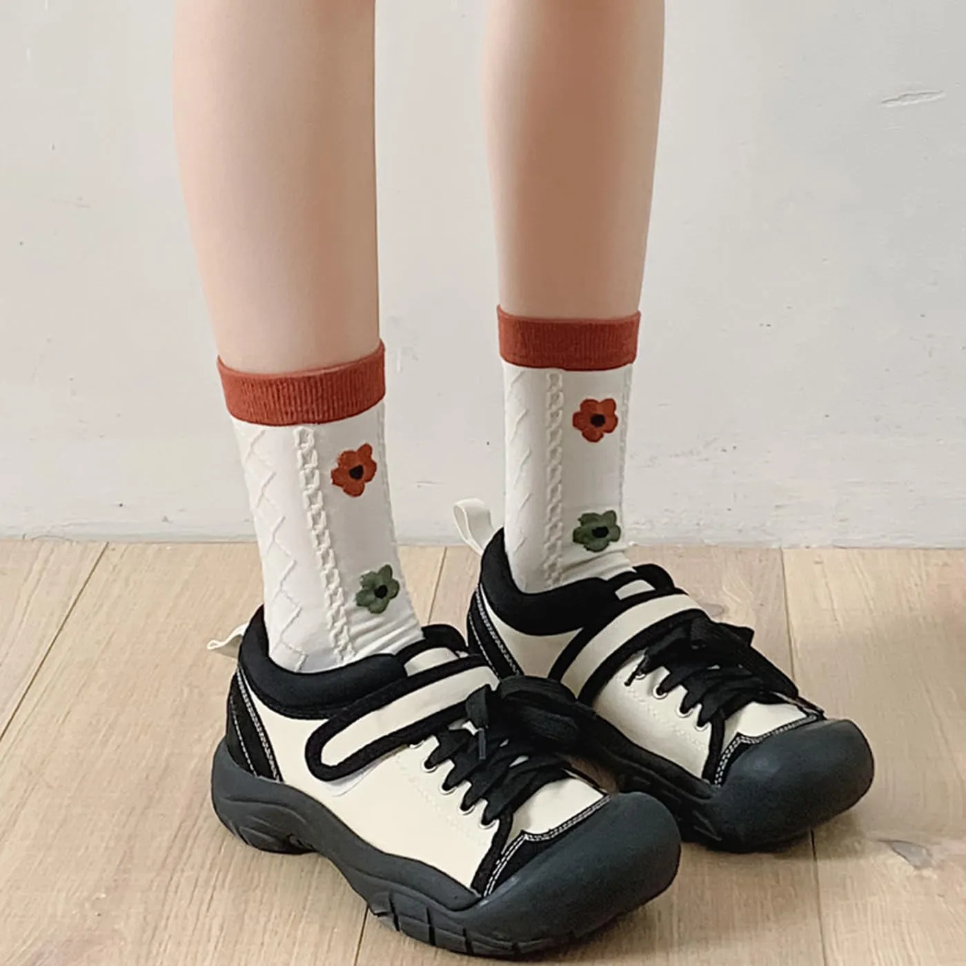 CHUNFO Womens Socks Ankle Heart Floral Argyl Plaid Cotton Boot Ribbed Sock Crew Size6-11.5