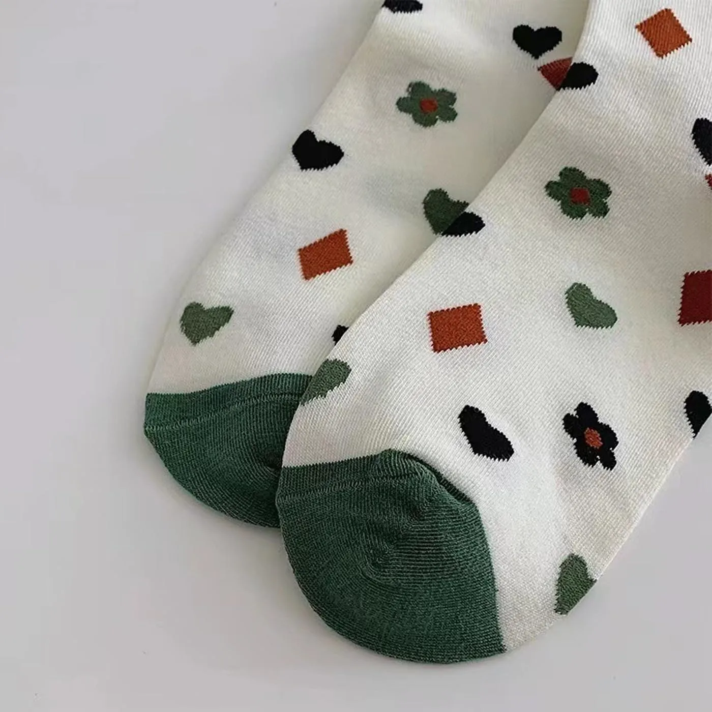 CHUNFO Womens Socks Ankle Heart Floral Argyl Plaid Cotton Boot Ribbed Sock Crew Size6-11.5
