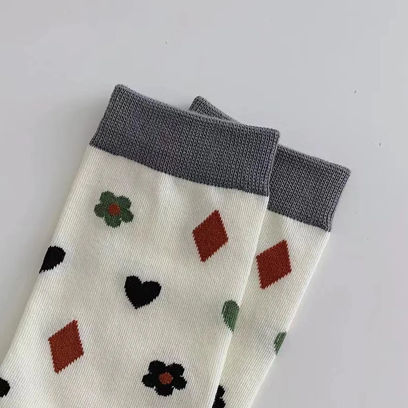 CHUNFO Womens Socks Ankle Heart Floral Argyl Plaid Cotton Boot Ribbed Sock Crew Size6-11.5