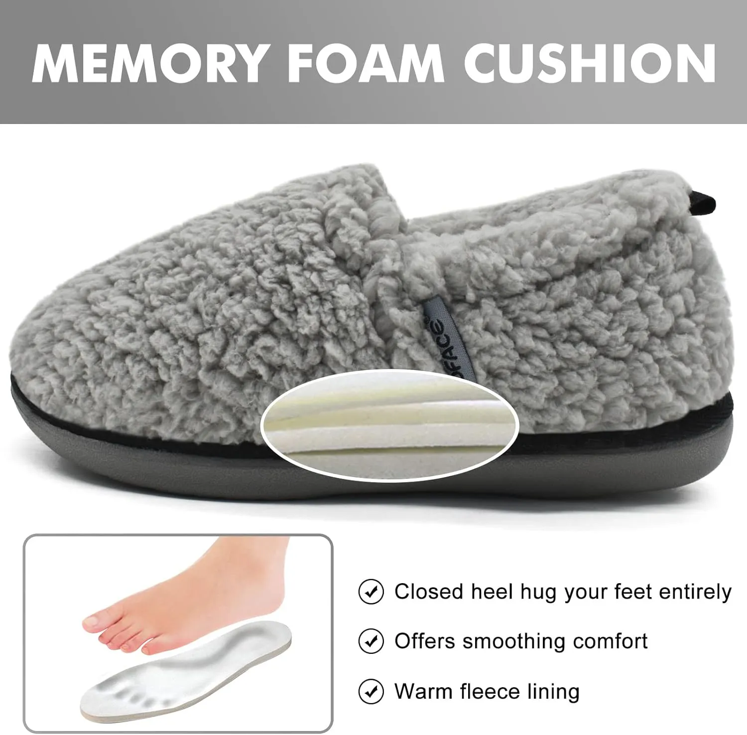 COFACE Womens Slippers Fuzzy Fluff Memory Foam Soft Plush Sherpa Fleece Lined House Slipper For Women Cozy Cushion Ladies Lightweight Warm Cloud Indoor Outdoor