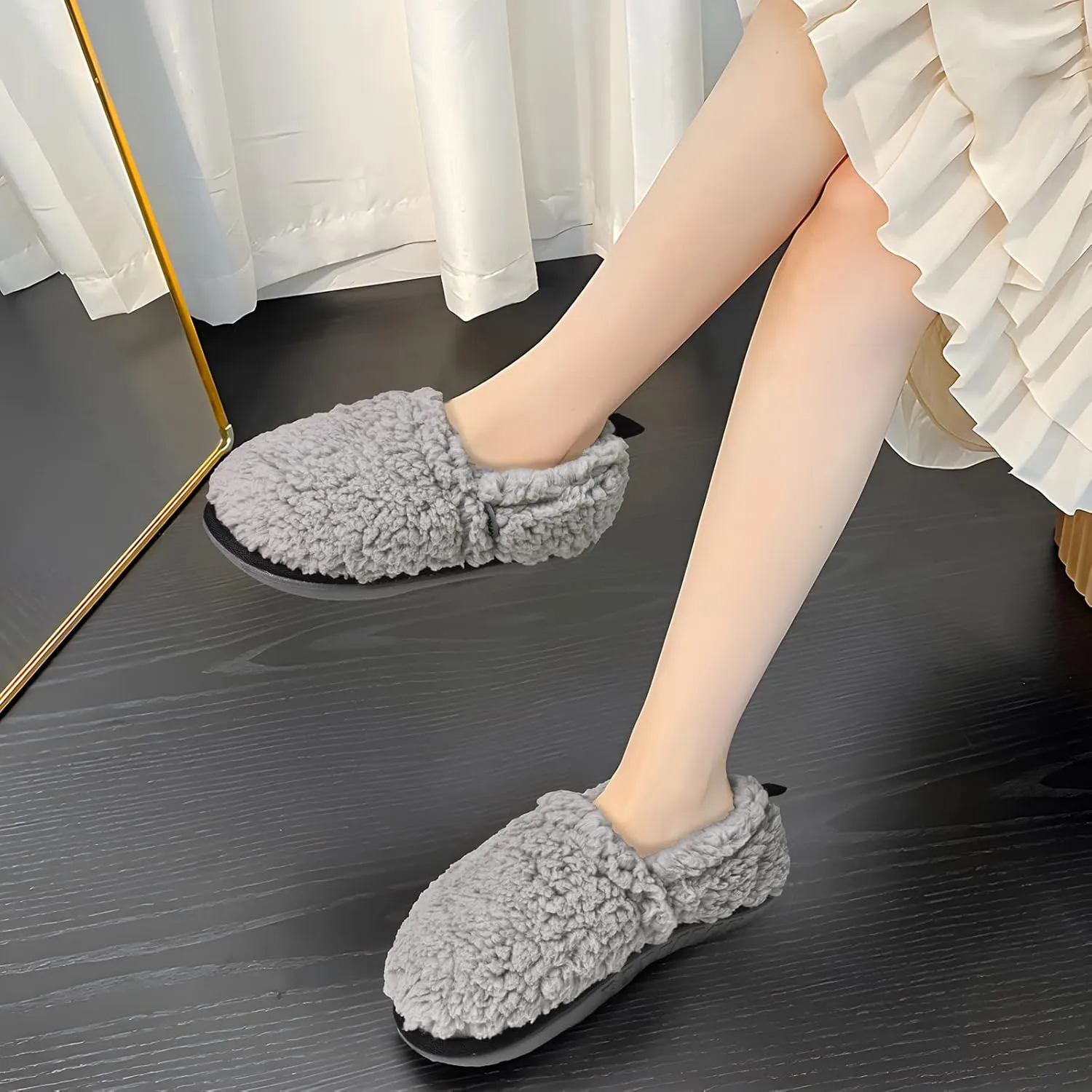 COFACE Womens Slippers Fuzzy Fluff Memory Foam Soft Plush Sherpa Fleece Lined House Slipper For Women Cozy Cushion Ladies Lightweight Warm Cloud Indoor Outdoor