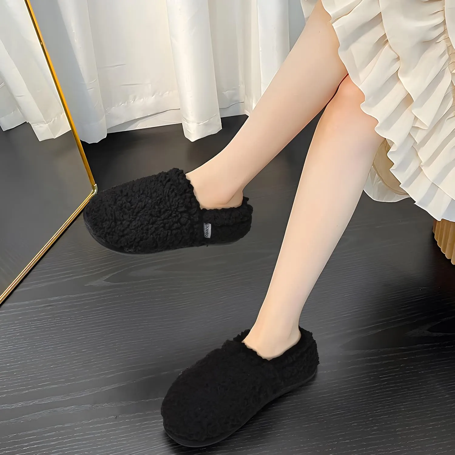 COFACE Womens Slippers Fuzzy Fluff Memory Foam Soft Plush Sherpa Fleece Lined House Slipper For Women Cozy Cushion Ladies Lightweight Warm Cloud Indoor Outdoor