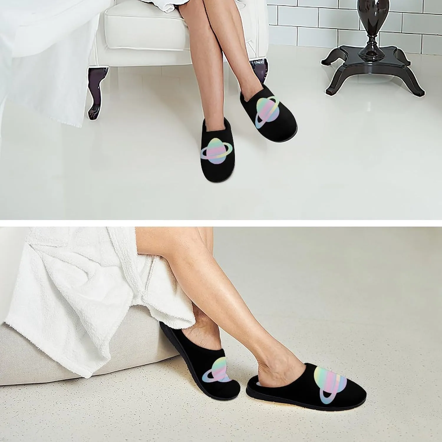 Colourful Earth Women's House Slippers Warm Anti-Slip Cotton Slippers Home Shoes Indoor Outdoor