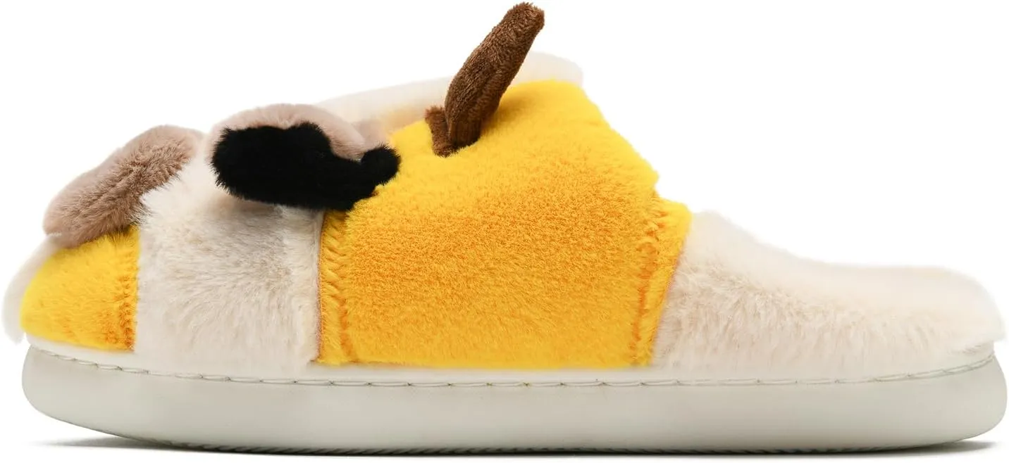 COVS Cow Slippers for Women/Men， Cute Cozy Cartoon Cow Fluffy Slippers Indoor Outdoor Fuzzy Slippers In Winter