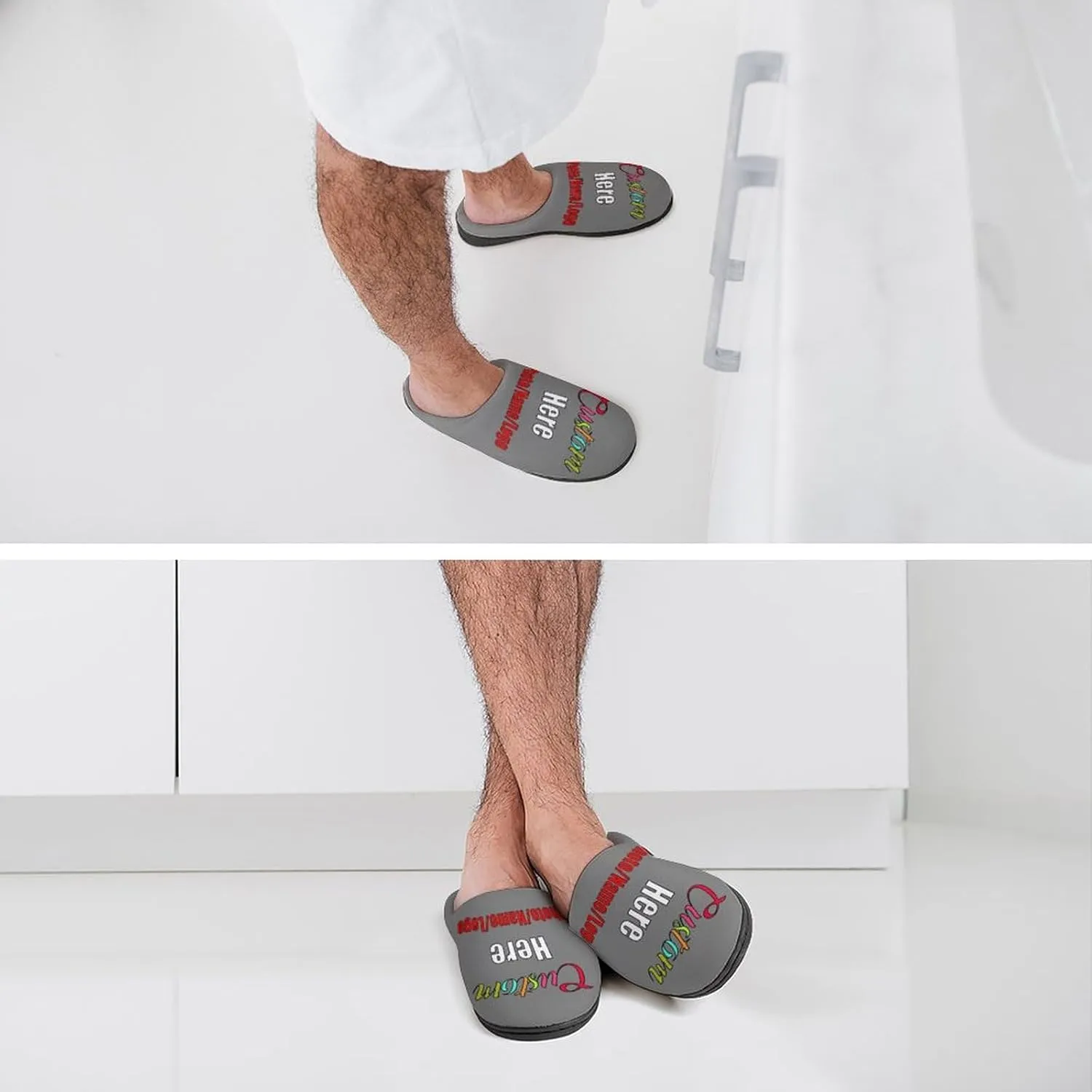 Custom Slippers for Men Women, Personalized Design Photo Logo Name for Autumn Winter Gifts Cotton Furry Slipper