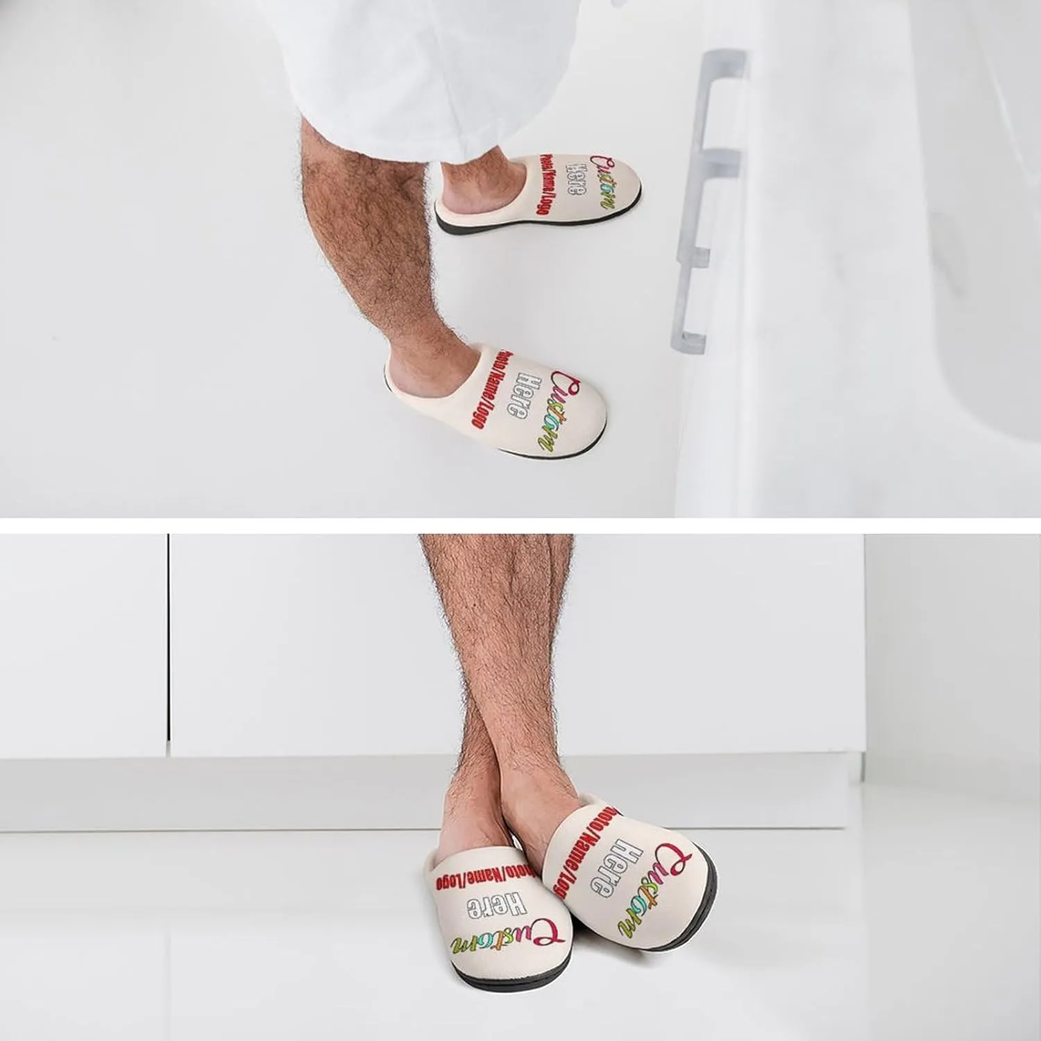 Custom Slippers for Men Women, Personalized Design Photo Logo Name for Autumn Winter Gifts Cotton Furry Slipper
