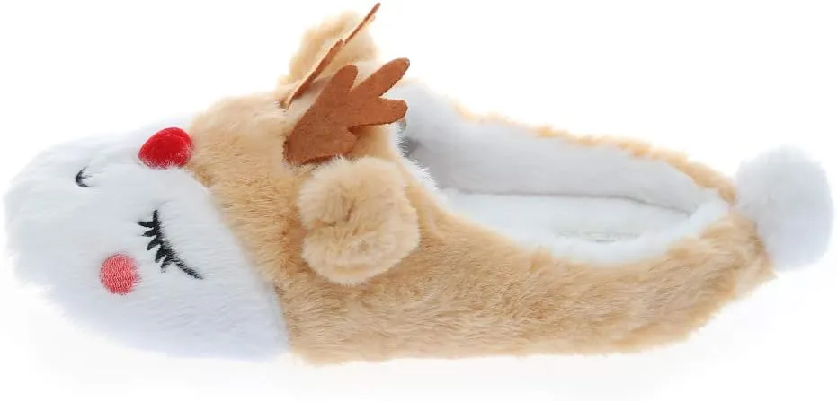 Cute Animal Unicorn Slippers | Rainbow Moose Elf Plush Home Slides | Fluffy Girls Gift Shoes