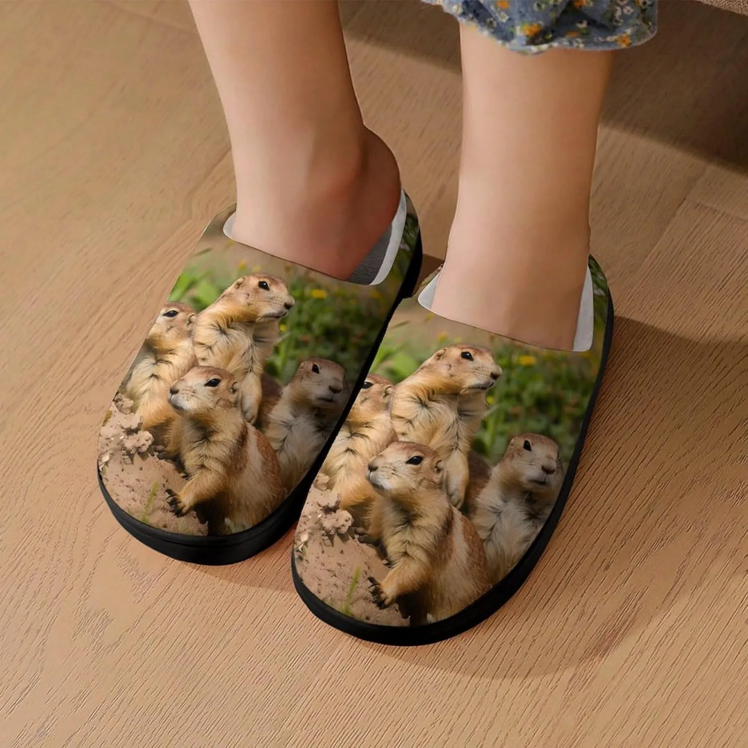 Cute Prairie Dogs Cute Cotton Slippers Anti-Slip House Shoes Printed Slipper for Indoor Outdoor
