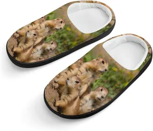 Cute Prairie Dogs Cute Cotton Slippers Anti-Slip House Shoes Printed Slipper for Indoor Outdoor