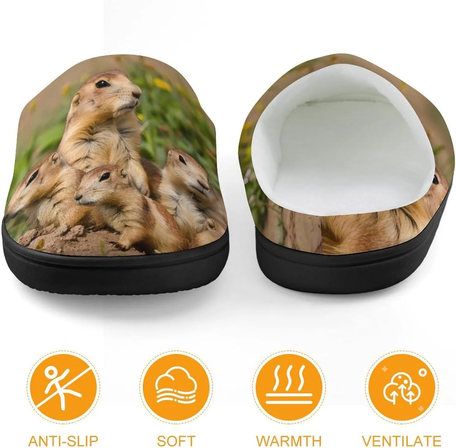 Cute Prairie Dogs Cute Cotton Slippers Anti-Slip House Shoes Printed Slipper for Indoor Outdoor