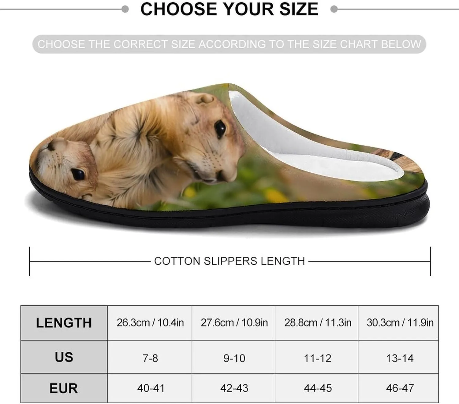 Cute Prairie Dogs Printed Men's Cotton Slipper Shoes Soft Anti-Skid Sole Home Shoe for House Indoor Outdoor