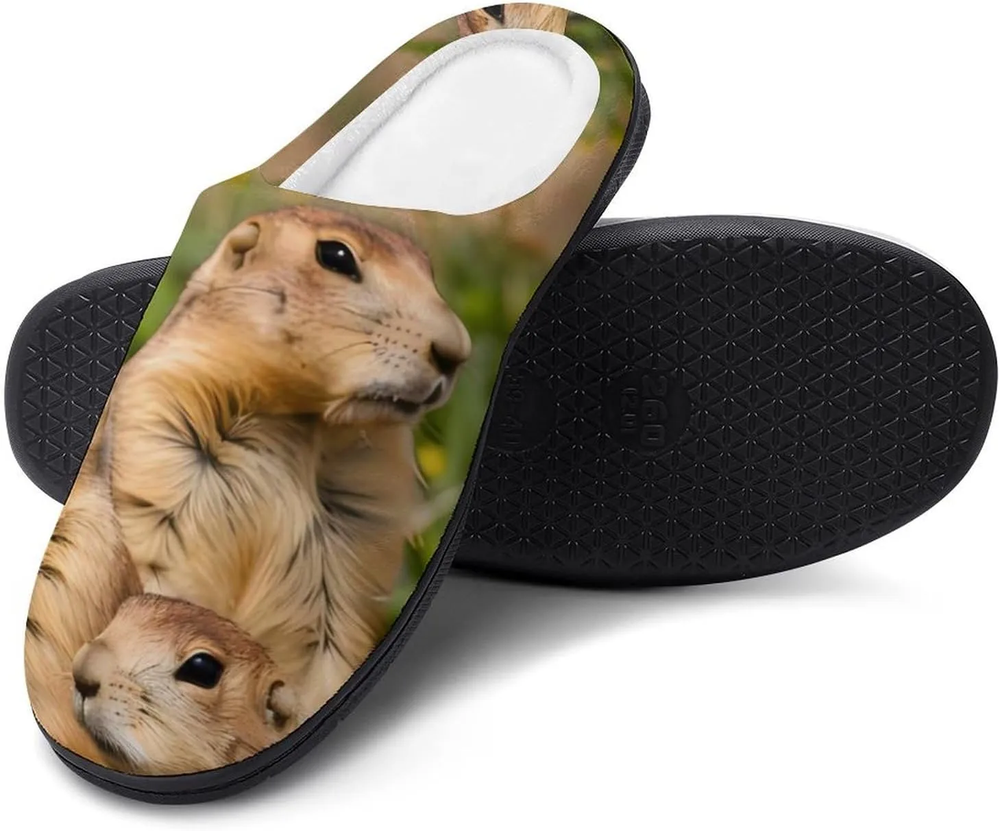 Cute Prairie Dogs Printed Men's Cotton Slipper Shoes Soft Anti-Skid Sole Home Shoe for House Indoor Outdoor