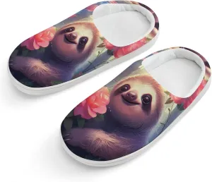 Cute Sloth Animals Kids Slippers for Girls Boys Winter Warm Plush Slip On House Slippers for Indoor Outdoor