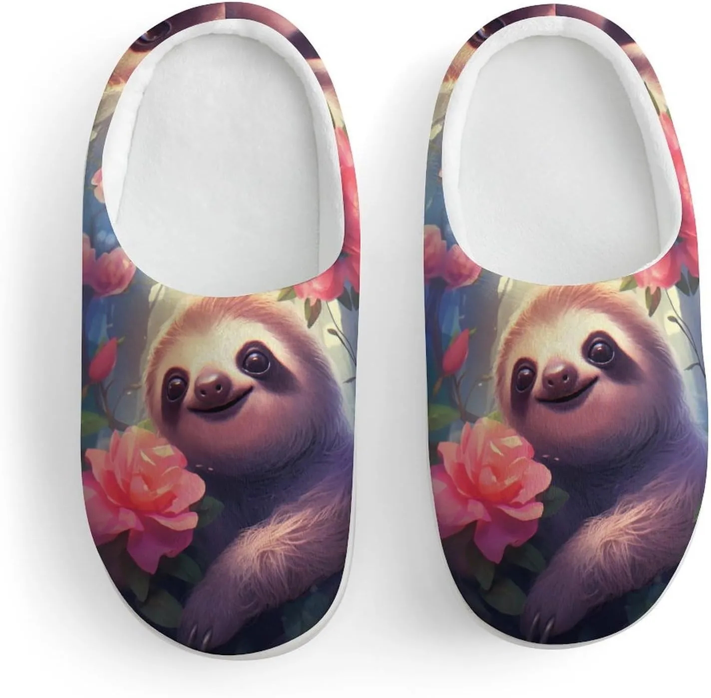 Cute Sloth Animals Kids Slippers for Girls Boys Winter Warm Plush Slip On House Slippers for Indoor Outdoor