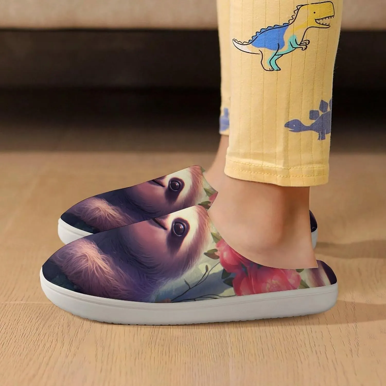 Cute Sloth Animals Kids Slippers for Girls Boys Winter Warm Plush Slip On House Slippers for Indoor Outdoor