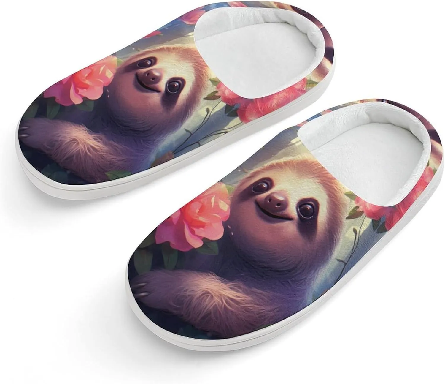 Cute Sloth Animals Kids Slippers for Girls Boys Winter Warm Plush Slip On House Slippers for Indoor Outdoor