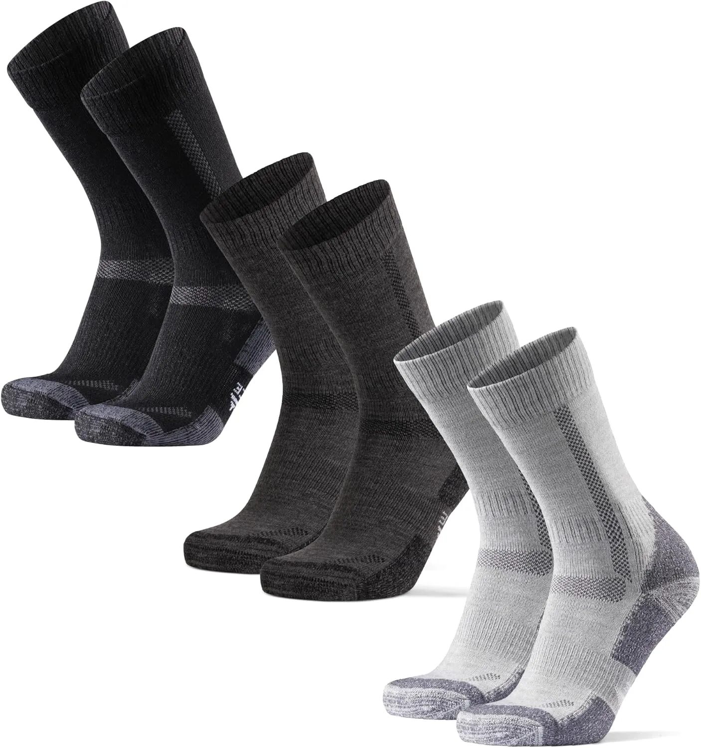 DANISH ENDURANCE Hiking Socks, Merino Wool Socks, Anti Blister, Cushioned, Breathable, Men & Women, 3-Pack