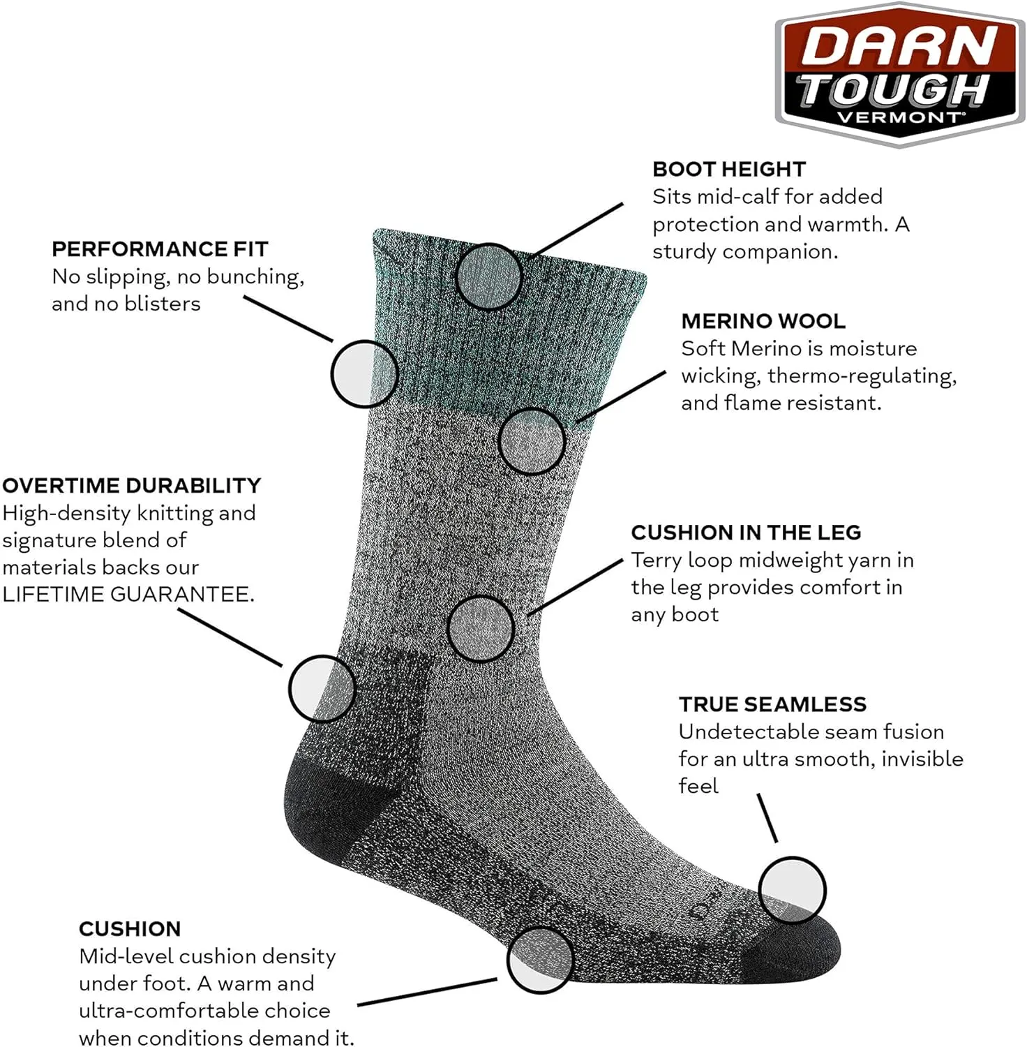 Darn Tough (1983) Womens Scout Boot Midweight Sock with Cushion